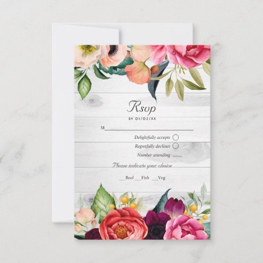 Rustic Boho Floral Bohemisch QR Code UAWG Wedding RSVP Karte (Vorderseite)