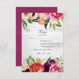Rustic Boho Floral Bohemisch QR Code UAWG Wedding RSVP Karte
