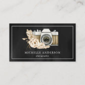 Rustic Boho Floral Camera QR Code Fotograf Visitenkarte (Vorderseite)