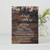 Rustic Boho Floral Celebrate mit US-Empfang Einladung (Stehend Vorderseite)