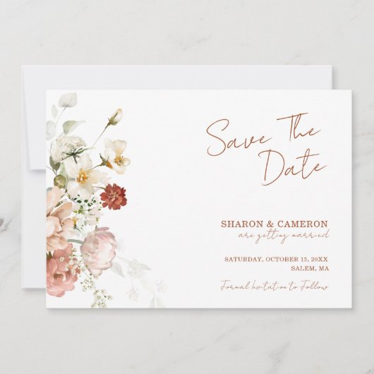 Rustic Boho Floral Garden Wedding Save The Date (Vorderseite)