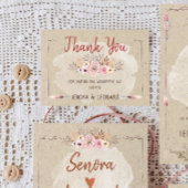 Rustic Boho Floral Kraft Wedding Dankeskarte