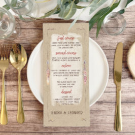 Rustic Boho Floral Kraft Wedding Menükarte