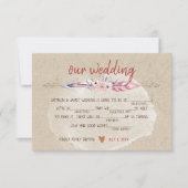 Rustic Boho Floral Kraft Wedding RSVP Karte (Vorderseite)