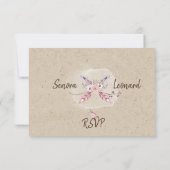 Rustic Boho Floral Kraft Wedding RSVP Karte (Rückseite)