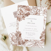 Rustic Boho Floral Mocha Brown Wedding QR Code Einladung