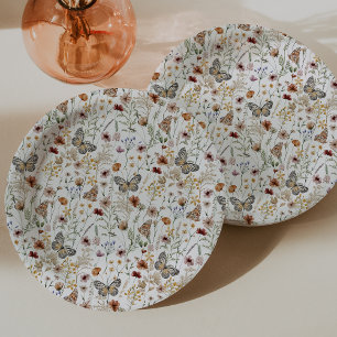 Rustic Boho Floral Paper Plate Pappteller