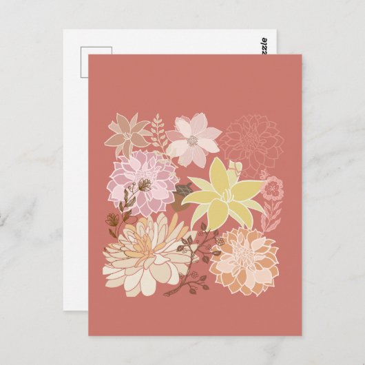 Rustic Boho Floral Pattern Postkarte (Vorne/Hinten)