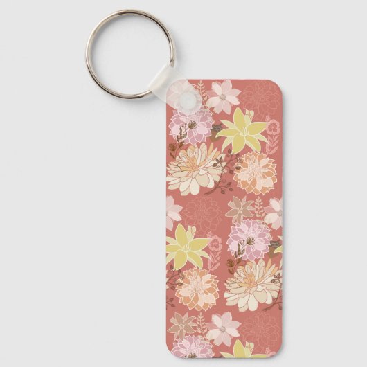 Rustic Boho Floral Pattern Schlüsselanhänger (Vorderseite)
