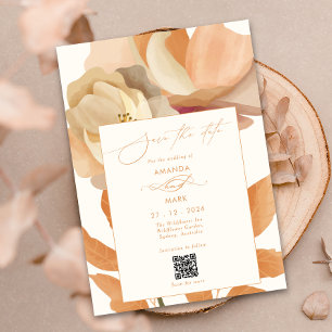 Rustic Boho Floral Peach Save the Date Einladung