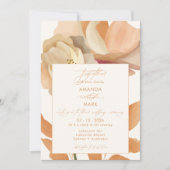 Rustic Boho Floral Peach Wedding Einladung (Vorderseite)