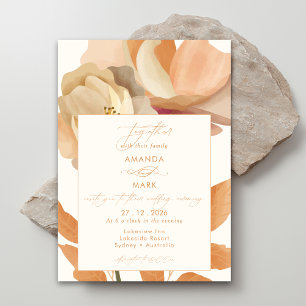 Rustic Boho Floral Peach Wedding Einladung