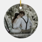 Rustic Boho Floral Pink Rose Wedding Name Ornament (Hinten)