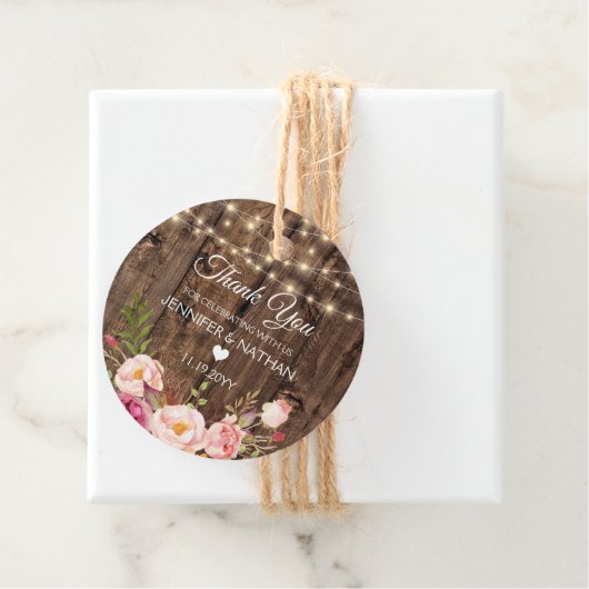 Rustic Boho Floral String Lights Vielen Dank Geschenkanhänger (Beispiel)