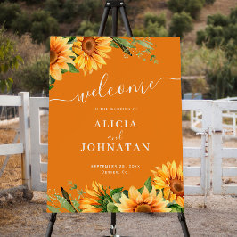 Rustic boho floral sunflower wedding welcome sign