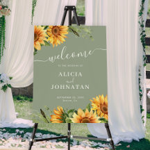Rustic boho floral sunflower wedding welcome sign