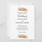 Rustic Boho Floral Watercolor Wedding  Einladung (Vorderseite)