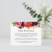 Rustic Boho Floral Wedding Details Begleitkarte (Stehend Vorderseite)