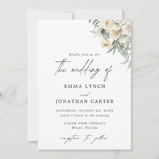 Rustic Boho Floral Wedding Einladung (Vorderseite)