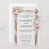 Rustic Boho Floral Wedding Einladung (Vorne/Hinten)