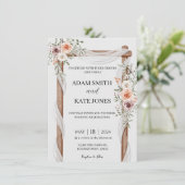 Rustic Boho Floral Wedding Einladung (Stehend Vorderseite)