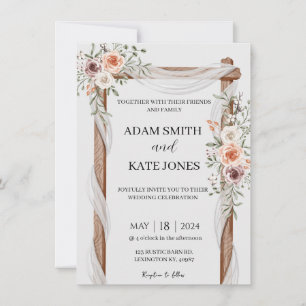 Rustic Boho Floral Wedding Einladung
