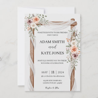 Rustic Boho Floral Wedding Einladung