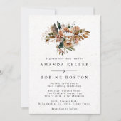 Rustic Boho Floral Wedding Einladung (Vorderseite)