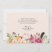 Rustic Boho Floral Wedding Foto Liebe und Dank Dankeskarte (Rückseite)