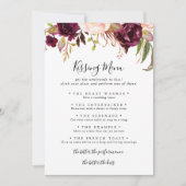 Rustic Boho Floral Wedding Kissing Menu Game Card (Vorderseite)