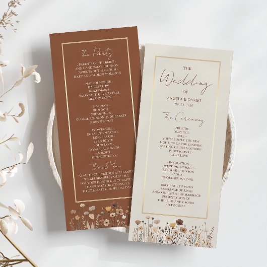 Rustic Boho Floral Wedding Program Programm