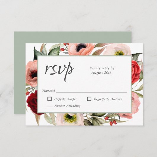Rustic Boho Floral Wedding RSVP (Vorne/Hinten)