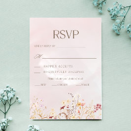 Rustic Boho Floral Wedding RSVP Card