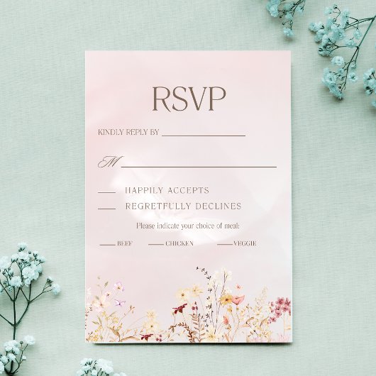 Rustic Boho Floral Wedding RSVP Card