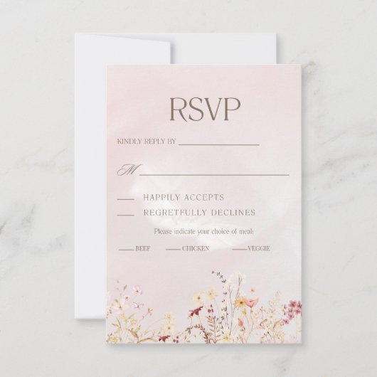 Rustic Boho Floral Wedding RSVP Card (Vorderseite)