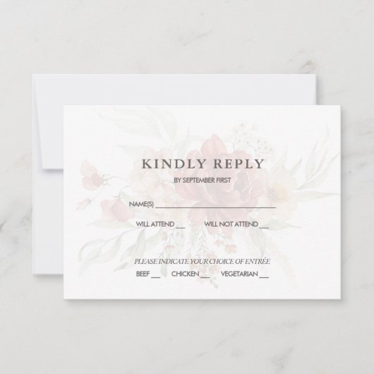 Rustic Boho Floral Wedding RSVP Einladung (Vorderseite)
