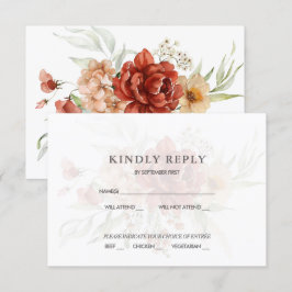 Rustic Boho Floral Wedding RSVP Einladung