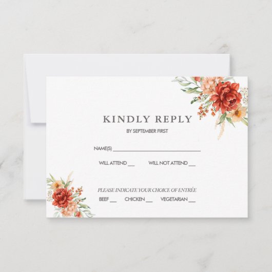 Rustic Boho Floral Wedding RSVP Einladung (Vorderseite)