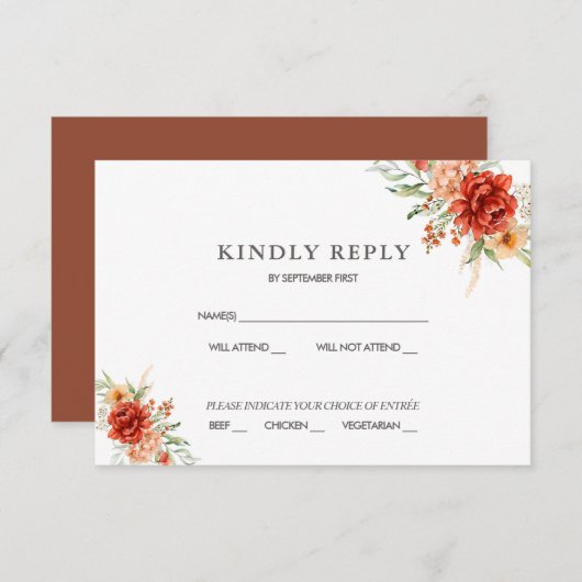 Rustic Boho Floral Wedding RSVP Einladung (Vorne/Hinten)