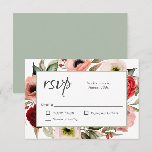 Rustic Boho Floral Wedding RSVP Karte (Vorne/Hinten)