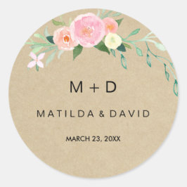Rustic Boho Floral Wedding Sticker