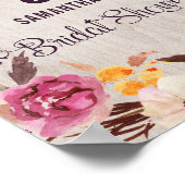 Rustic Boho Floral Welcome Poster Brautparty (Ecke)