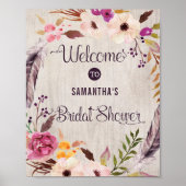 Rustic Boho Floral Welcome Poster Brautparty (Vorne)