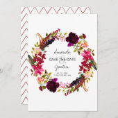 Rustic Boho Floral Wreath Save the Date Hochzeit (Vorne/Hinten)