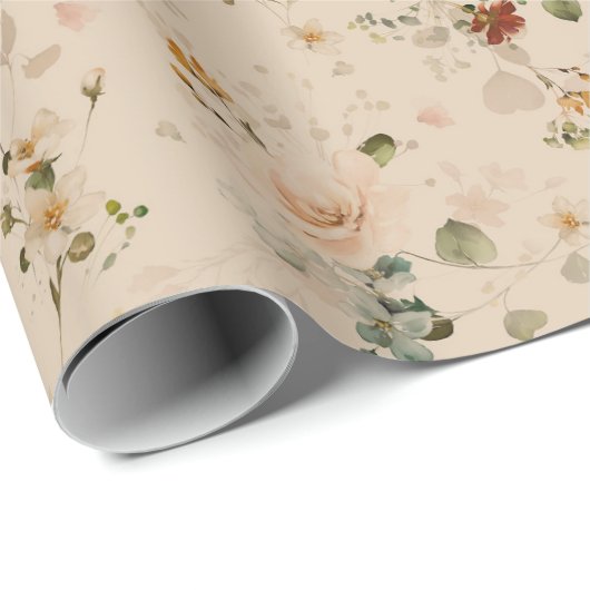 Rustic Boho Flower Garden Wedding Geschenkpapier (Rolleneckpunkt)