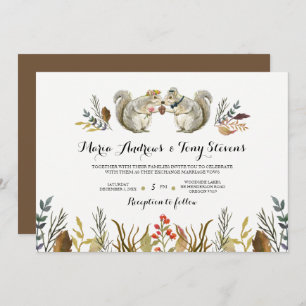 Rustic Boho Forest Squirrels Wasserfarbenhochzeit Einladung