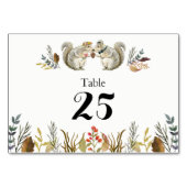 Rustic Boho Forest Squirrels Wasserfarbenhochzeit Tischnummer (Vorderseite)
