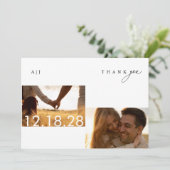 Rustic Boho Foto Wedding Dankeschön Card Dankeskarte (Stehend Vorderseite)