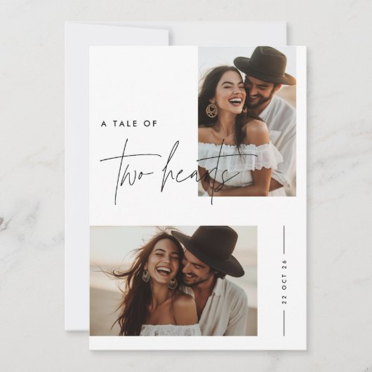 Rustic Boho Foto Wedite Einladung (Vorderseite)