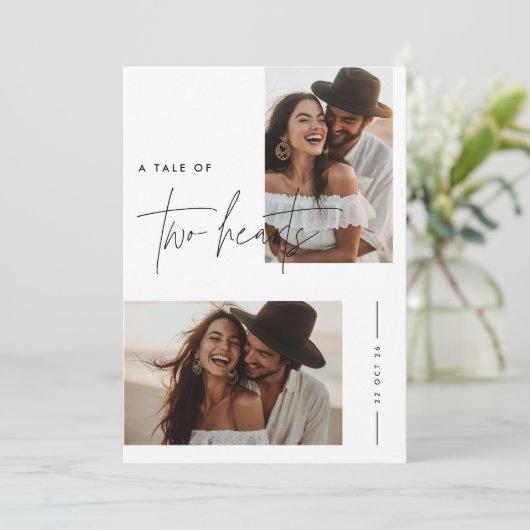 Rustic Boho Foto Wedite Einladung (Stehend Vorderseite)